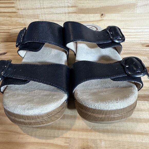 Dansko Sophie Women's Black Leather Block Heel Sandals Size 37 EUR / 6 US - Picture 3 of 8